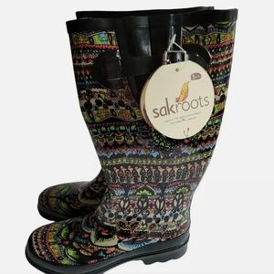 Sakroots Shoes | Sakroots Colorful Rain Boots Muck Boots | Color: Black/Red | Size: 7 | Fancypants35's Closet